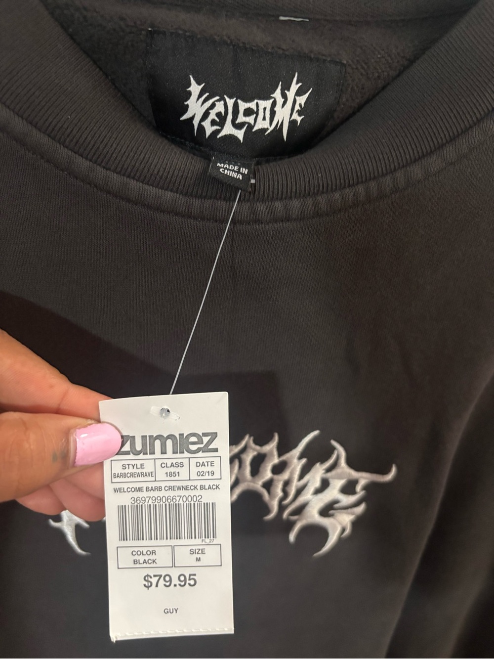 Black Crewneck Sweater - Embroidered Logo